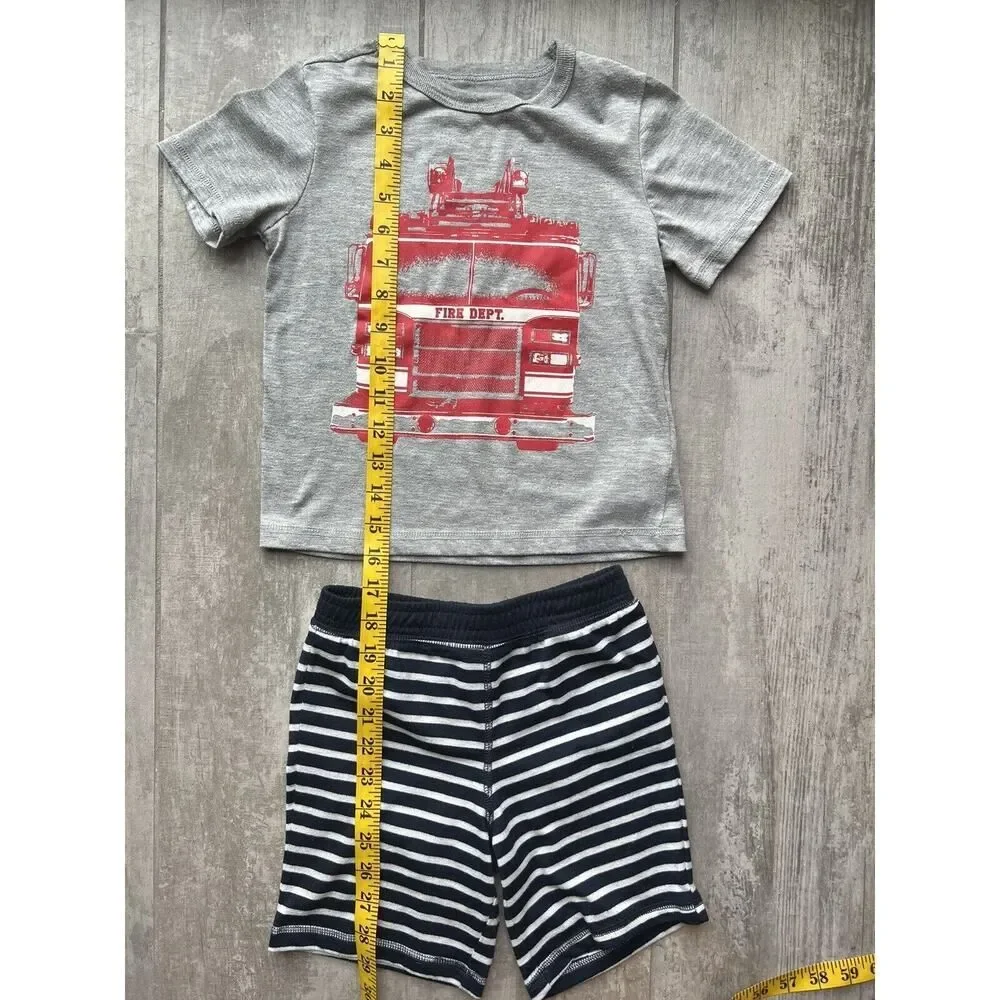 Baby Gap Toddler Boys 2 Piece Pajama Set Pjs Firefighter Firetruck Cotton 5T 5.
